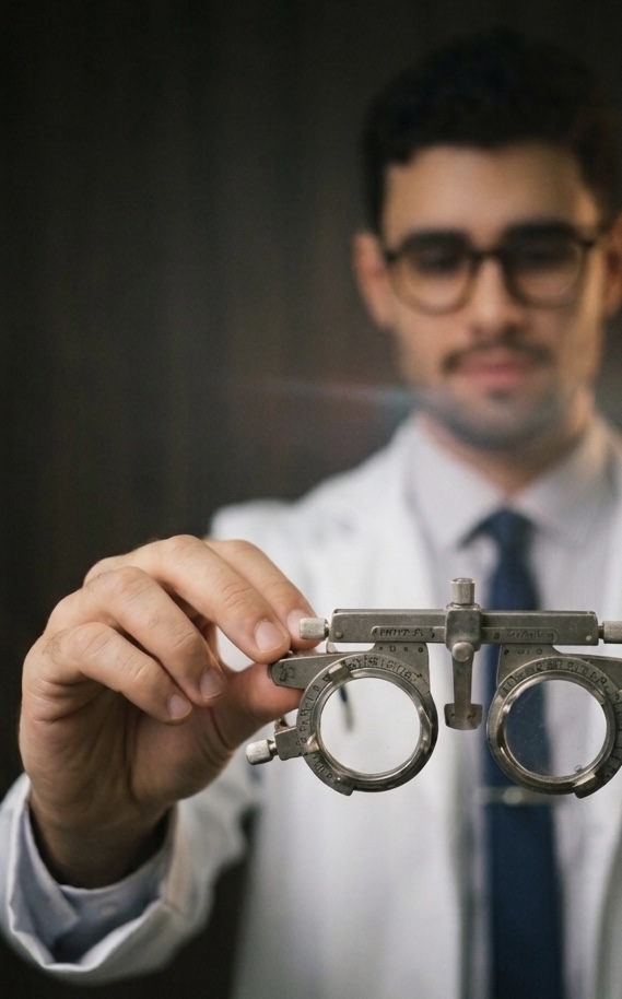 Dr. Filipe Raimundi durante uma avaliação oftalmológica